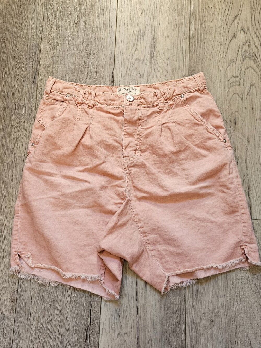 Free People We The Free Womens Size 4 Dusty Pink Cut Off Denim Shorts Fringe 4